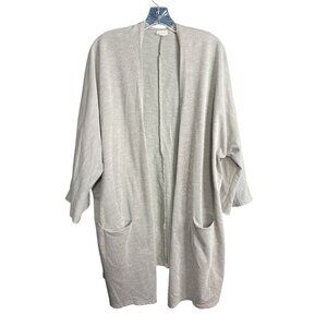 Donni Ribbed Open Front Cardigan Lightweight Pockets Neutral Gray Womens OSFA